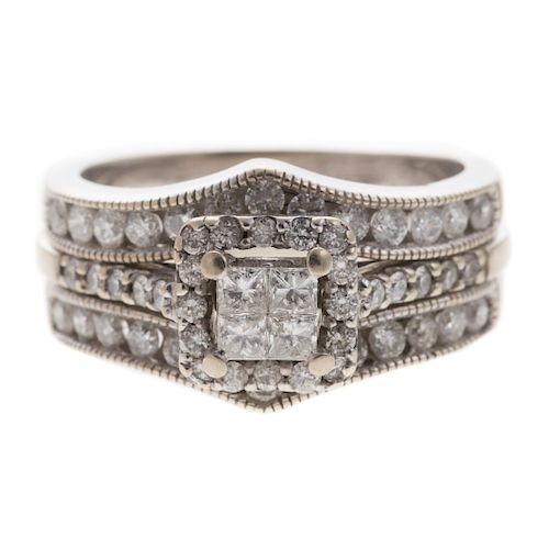 A Ladies Diamond Engagement & Wedding Ring Set