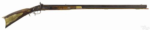 Half stock long rifle, .38 caliber, with an Atkinson Warranted percussion lock, set triggers
