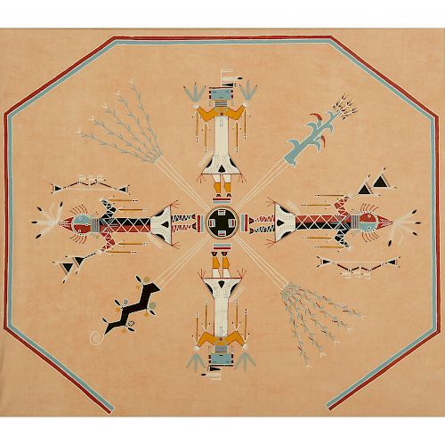 From the Nightway Ceremony, Gouache on Fabric, From the William Rose Collection, Illinois
