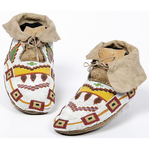 Cree Beaded Hide Moccasins