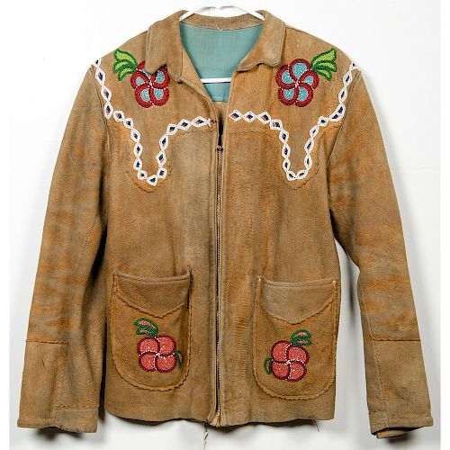 Beaded Moose Hide Jacket with Coordinating Shirt