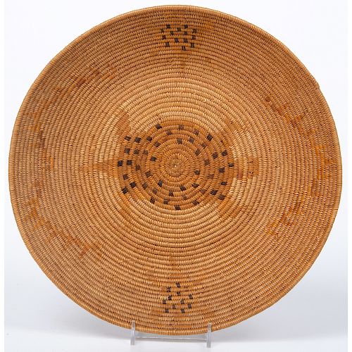 California Mission Basket with Turtles, Deaccessioned From the Hopewell Museum, Hopewell, NJ