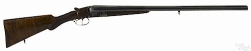 C. H. Christopher Belgian double barrel shotgun, 12 gauge, with an engraved breech, a pistol grip