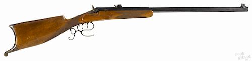 Belgian Flobert target rifle, .22 caliber, with a Schuetzen style stock and a 28 1/4'' barrel