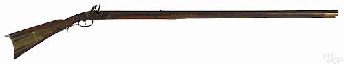 Pennsylvania full stock flintlock long rifle, probably Franklin County, approximately .45 caliber