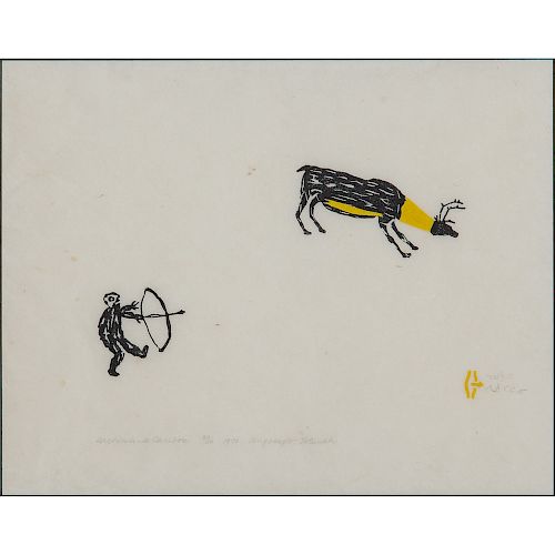 Luke Anguhadluq (Inuit, 1985-1982) Stencil on Paper, From the William Rose Collection, Illinois