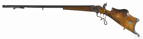 German Schuetzen parlor rifle, 4 mm, with a 30'' octagonal barrel.