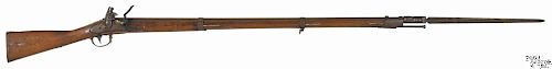 Whitney 1822 U.S. contract flintlock musket, .69 caliber, the lock inscribed New Haven 1835 E.