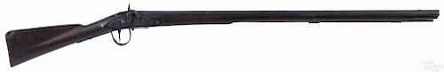 Northwest fur trade percussion rifle, approximately .62 caliber, the lock inscribed Sutherland