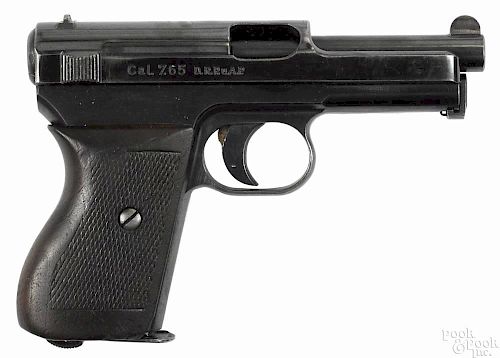 Mauser model 1934 semi-automatic pistol, 7.65 mm, with a 3 1/4'' barrel. Serial #608413. C & R