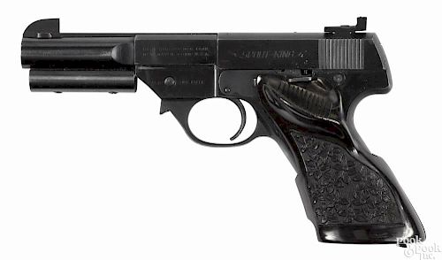 High Standard Sport King semi-automatic pistol, .22 long rifle caliber, with floral pattern