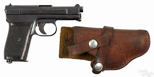 Mauser model 1910 semi-automatic pistol, 6.35 mm, with a modern holster and a 3'' round barrel