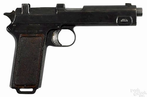 Steyr Hahn model 1912 semi-automatic pistol, 9 mm, with a 5'' barrel. Serial #9626J. C & R