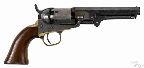 Colt model 1849 pocket revolver, .31 black powder caliber, with a 5'' barrel. Serial #208741.
