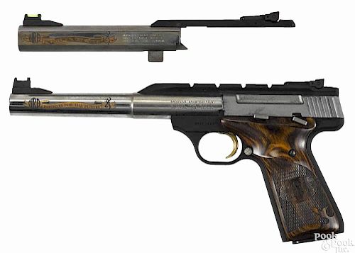 Browning Buckmark NRA Endowment long rifle target pistol, gold engraved