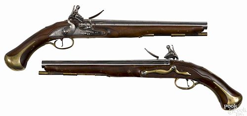 Pair of reproduction British flintlock heavy dragoon pistols, ca. 1981