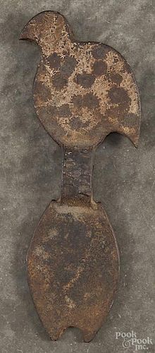 Cast iron quail shooting target, 19th c., inscribed Pat Appld, 10 1/2'' h.