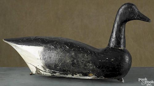 Long Island, New York carved and painted brant duck decoy, early 20th c., 19 1/2'' l.