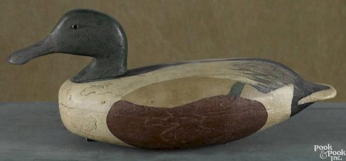 New Jersey carved and painted spoonbill duck decoy, mid 20th c., 16'' l.