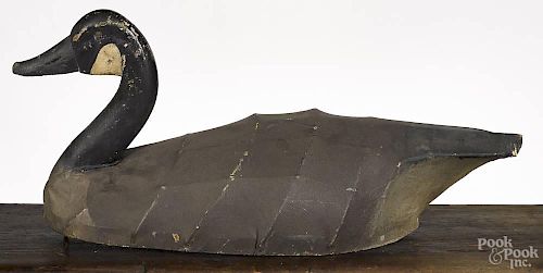 Canvas carved and painted Canada goose decoy, mid 20th c., 22 1/2'' l.