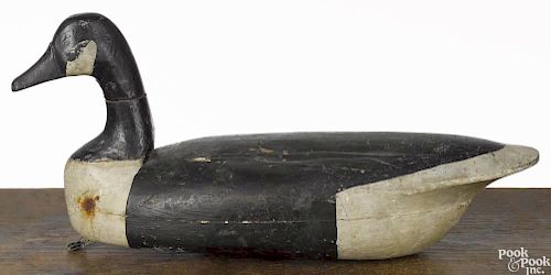 New Jersey carved and painted Canada goose decoy, early 20th c., 22'' l.
