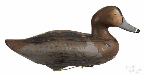Two Upper Chesapeake Bay carved and painted duck decoys, mid 20th c., to include a canvasback hen