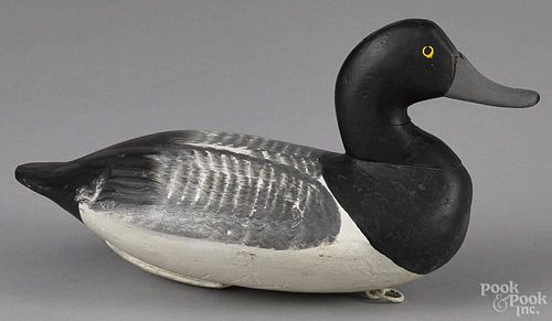 Upper Chesapeake Bay carved and painted bluebill duck decoy, mid 20th c., attributed to Bob McGaw