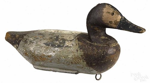 Upper Chesapeake Bay carved and painted canvasback duck decoy, mid 20th c., 16'' l.