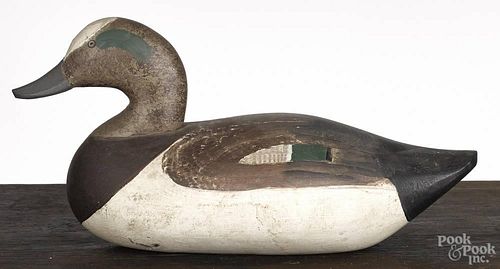 Upper Chesapeake Bay carved and painted green wing teal duck decoy, mid 20th c.