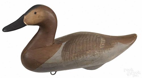 Pair of Upper Chesapeake Bay carved and painted canvasback duck decoy, mid/late 20th c.