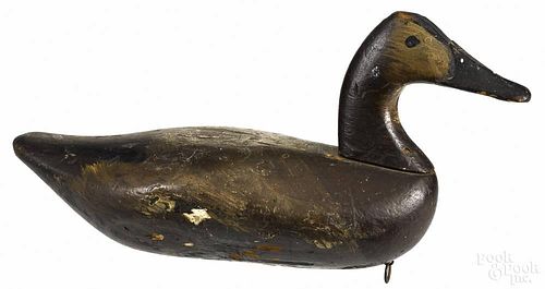 Carved and painted duck decoy, mid 20th c., 16 1/2'' l.