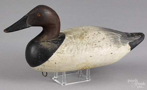 Upper Chesapeake Bay carved and painted canvasback duck decoy, mid 20th c., 15 1/2'' l.