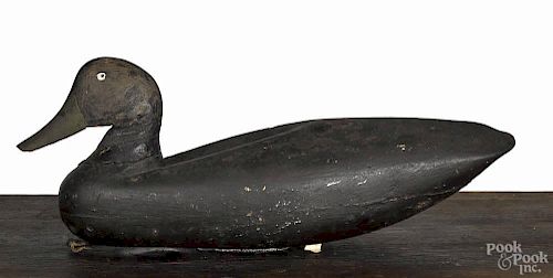 New Jersey carved and painted black duck decoy, early 20th c., 16 1/2'' l.