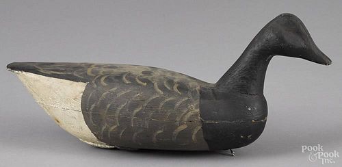 New Jersey carved and painted swimming brant duck decoy, mid 20th c., 17 1/2'' l.