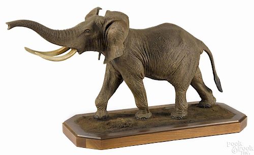 Louis Paul Jonas Studios composition sculpture of an elephant, signed L. E. 150/500