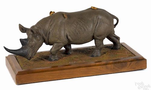 Louis Paul Jonas Studios composition sculpture of a rhinoceros, signed and numbered 479