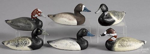 Three pairs of miniature cast lead duck decoys, two signed Muhler 1970 and two dated 1975