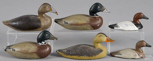 Two pairs of miniature cast lead mallard duck decoys, ca. 1970, 5 1/2'' l.