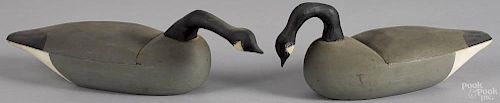 Pair of decorative carved and painted miniature Canada goose boxes, late 20th c., 12'' l. and 10'' l.