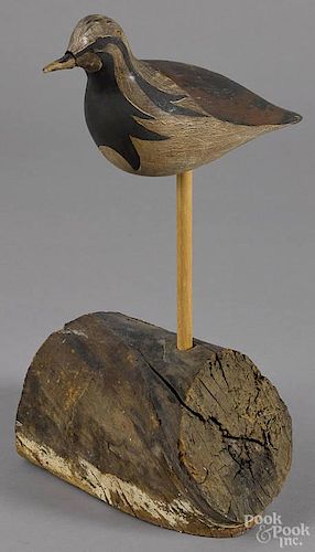 Contemporary carved and painted shorebird decoy, 9 1/4'' l.