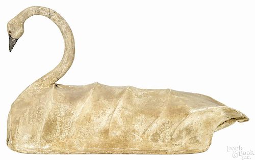 Canvas covered wire swan decoy, early 20th c., 40'' l.