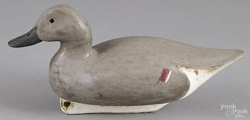 Carved and painted black duck decoy, mid 20th c., 16 1/2'' l.