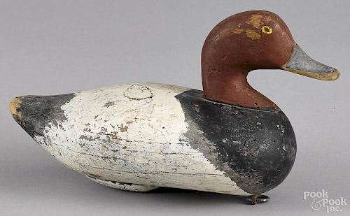 Upper Chesapeake Bay carved and painted redhead duck decoy, early 20th c.