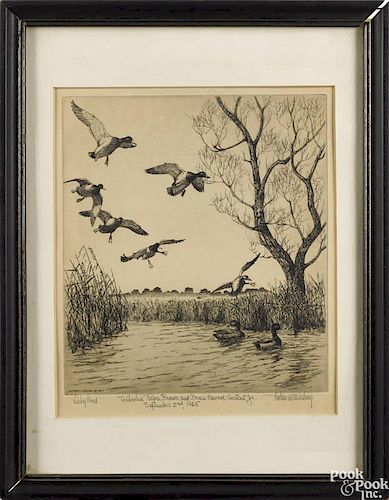 Richard E. Bishop (American 1887-1965), signed etching, titled Lucky Pond