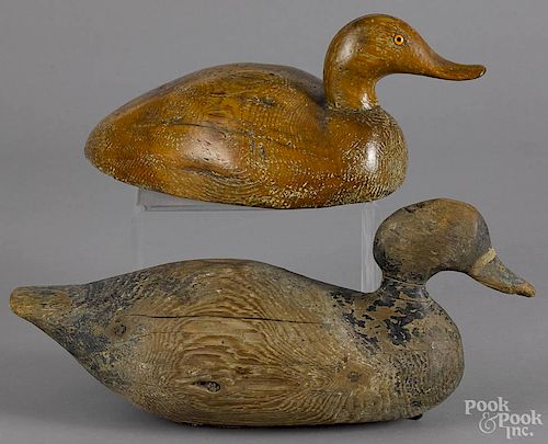 Two carved and painted duck decoys, early/mid 20th c., to include a Maryland black duck, 16 1/2'' l.