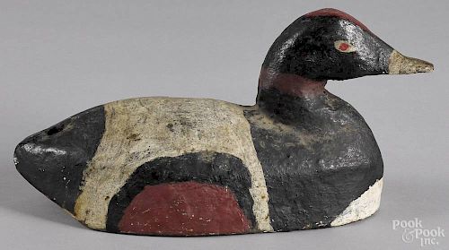 Painted solid lead duck decoy, mid 20th c., 13 1/2'' l.