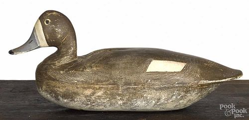 New Jersey carved and painted bluebill duck decoy, mid 20th c., 14 3/4'' l.