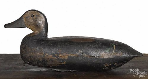 Two New Jersey carved and painted black duck decoys, early 20th c., both - 15 1/2'' l.