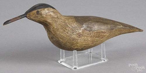 Contemporary carved and painted shorebird decoy, 13 1/2'' l.