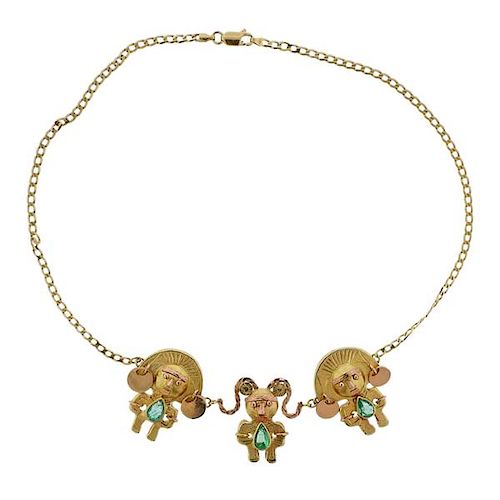 Balestra 18K Gold Emerald Pendant Necklace